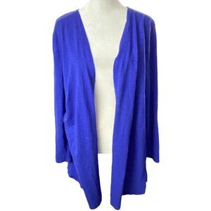 CHICO'S Women Ultimate Tee Open Front Long Sleeve Sz 2X Blue Casual Work 64-11